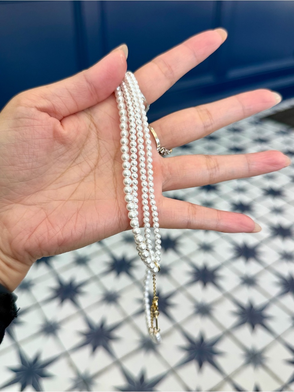New Gold plated S925 Sterling Silver White pearl necklace - Picture 5 of 7